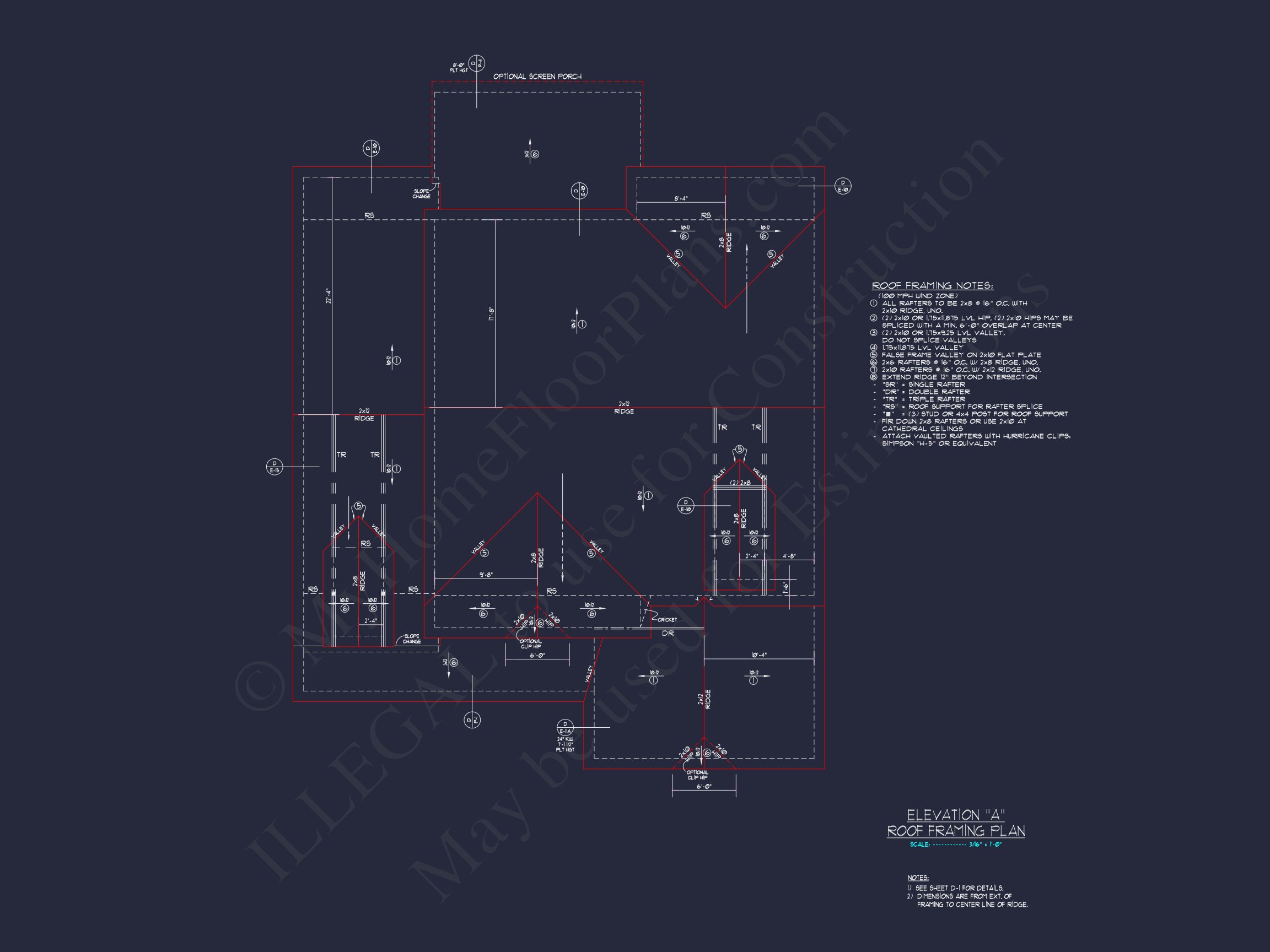 Traditional house Floor Plan with 4 Beds & Detailed CAD Blueprint