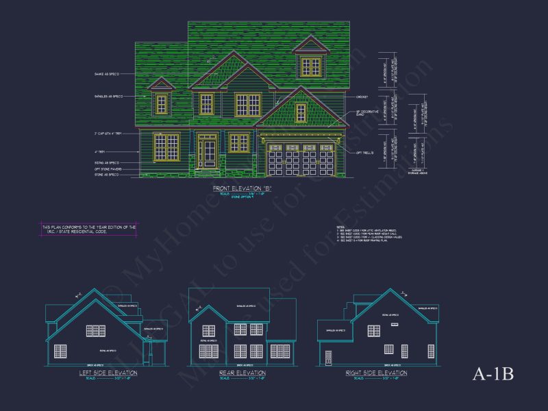 Traditional house Floor Plan with 4 Beds & Detailed CAD Blueprint