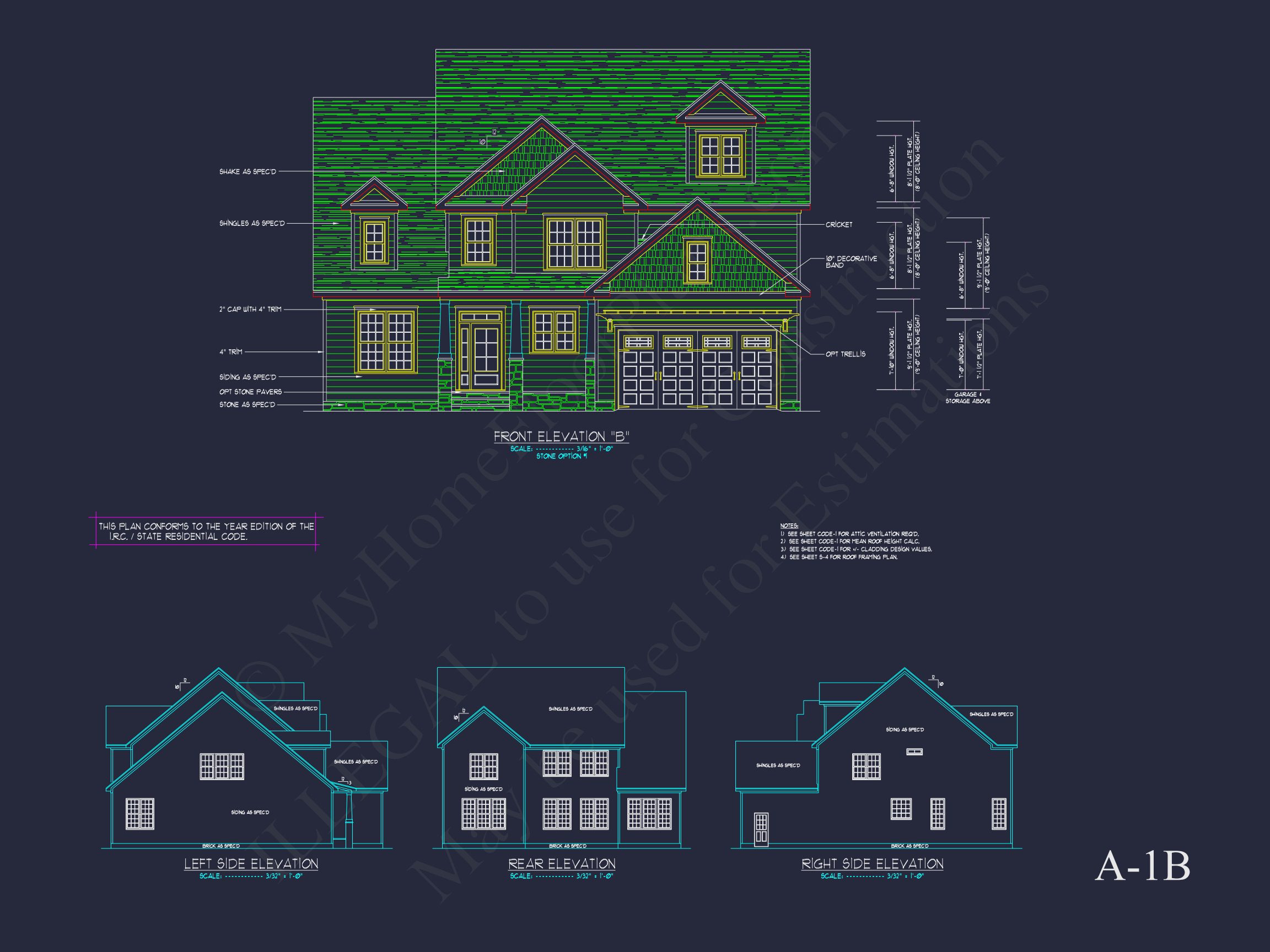 Traditional house Floor Plan with 4 Beds & Detailed CAD Blueprint