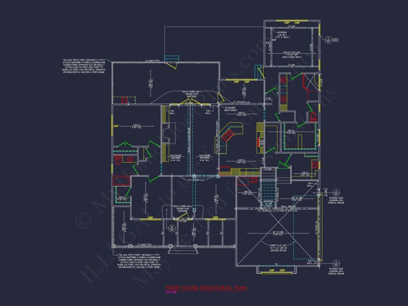 Traditional house Plan with 1 Story, CAD Designs & Floor Blueprint