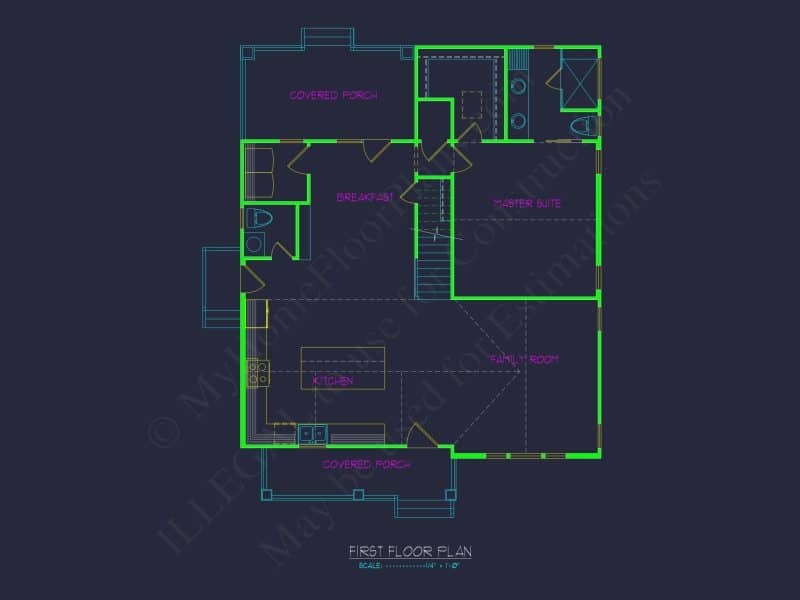 Traditional house Plan with 2 Stories - Blueprint and CAD Design