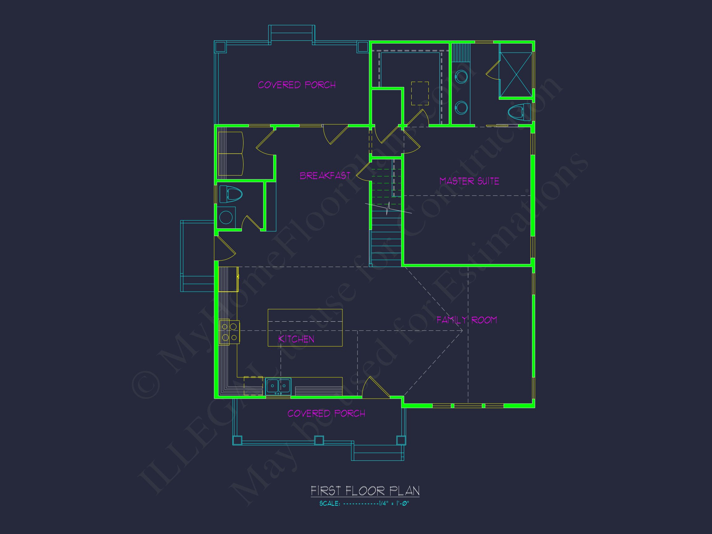 Traditional house Plan with 2 Stories - Blueprint and CAD Design