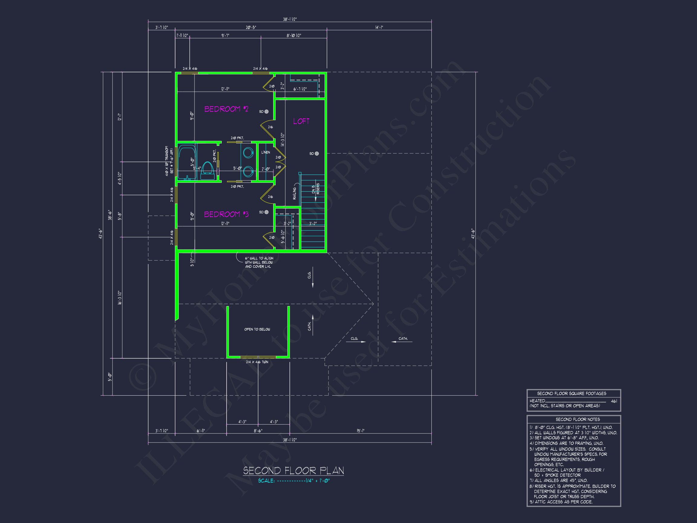 Traditional house Plan with 2 Stories - Blueprint and CAD Design