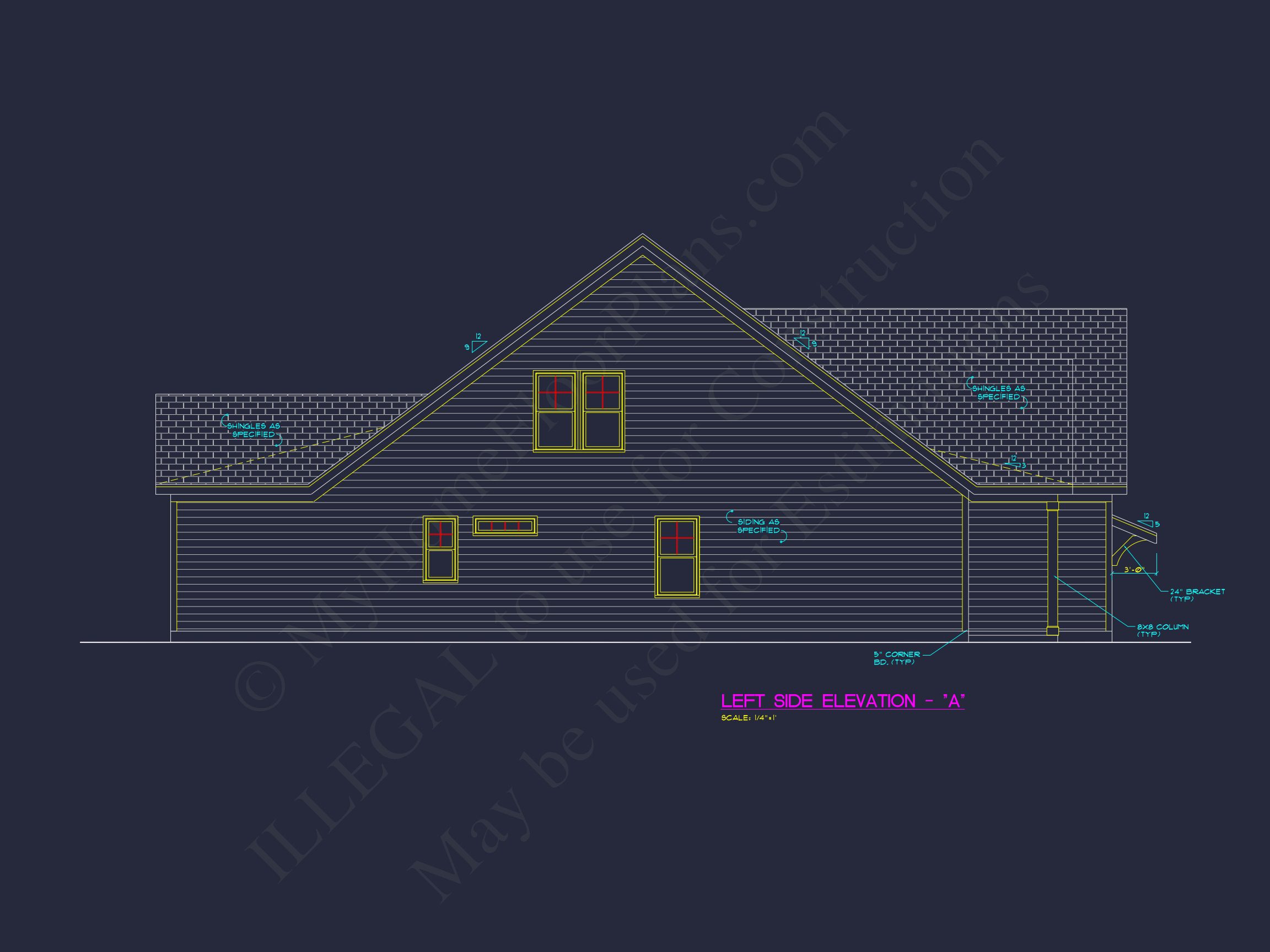 Traditional house Plan with 3 Bedrooms,2-Car Garage & CAD Designs