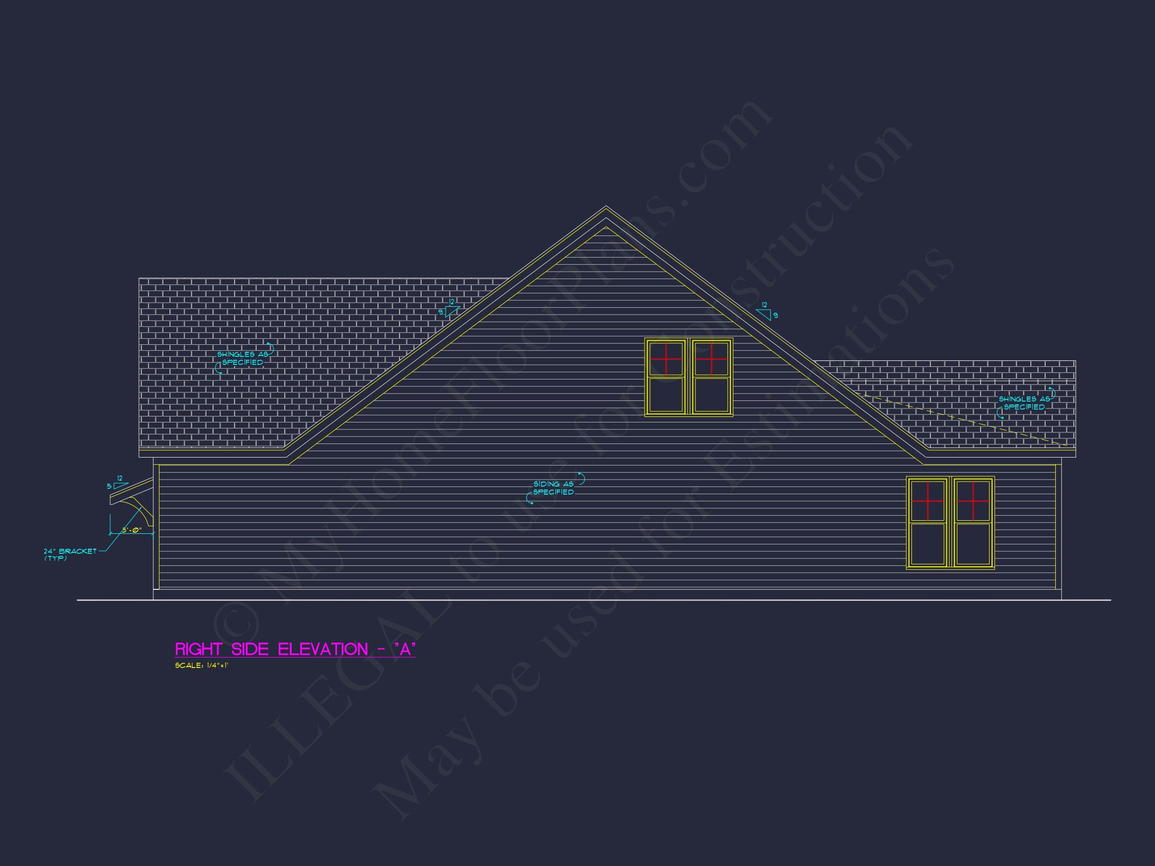 Traditional house Plan with 3 Bedrooms,2-Car Garage & CAD Designs