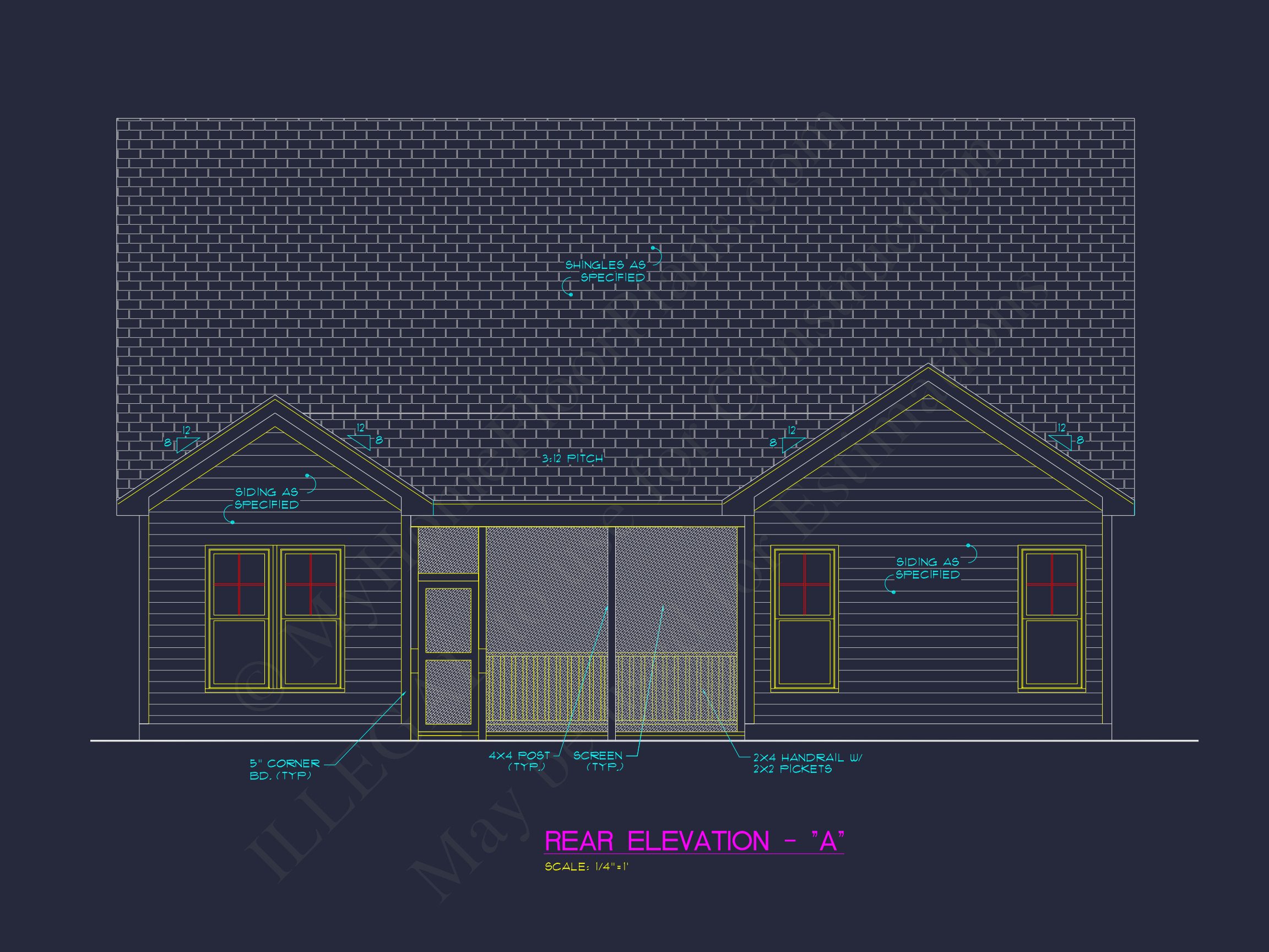 Traditional house Plan with 3 Bedrooms,2-Car Garage & CAD Designs