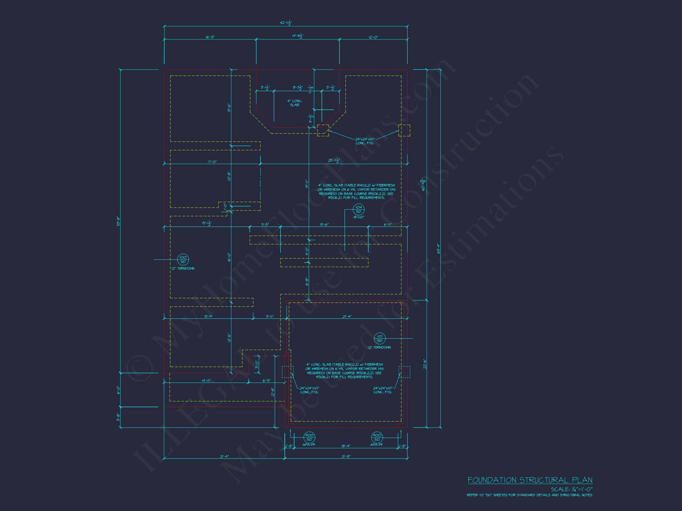 Traditional house Plan with 3 Bedrooms,2-Car Garage & CAD Designs