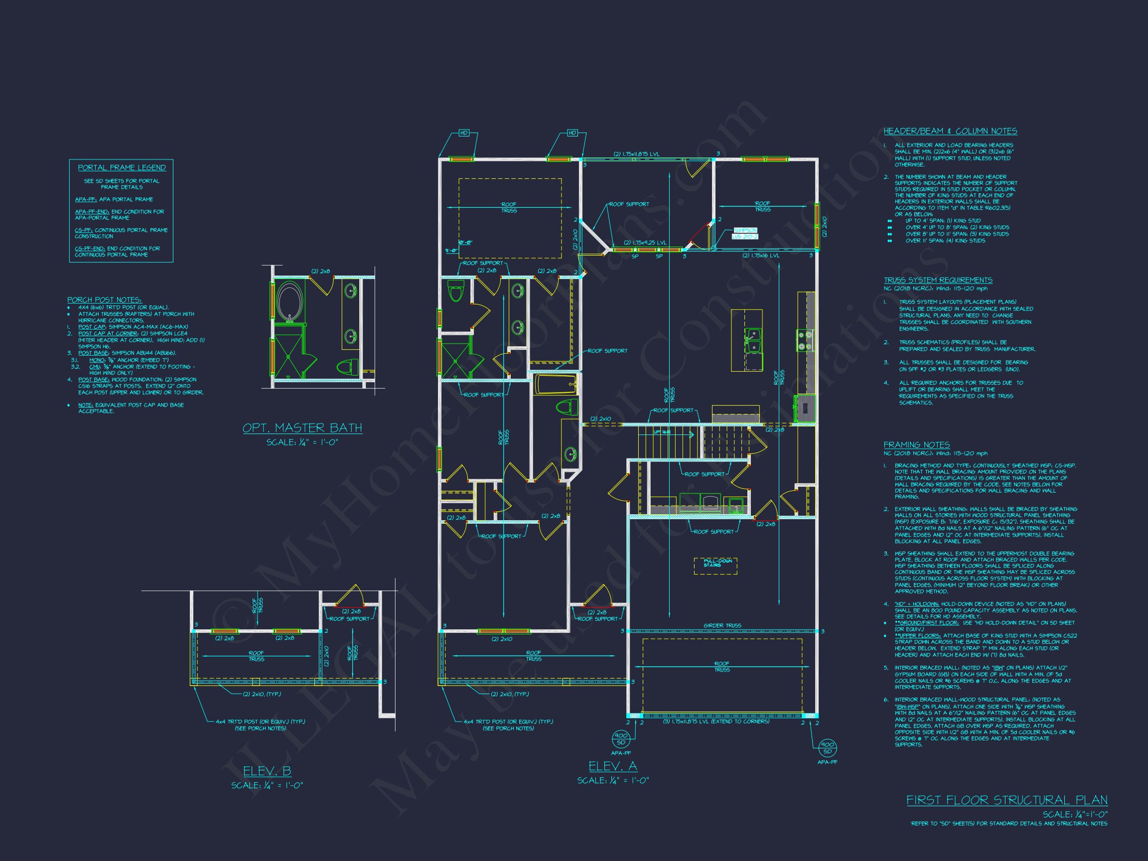 Traditional house Plan with 3 Bedrooms,2-Car Garage & CAD Designs