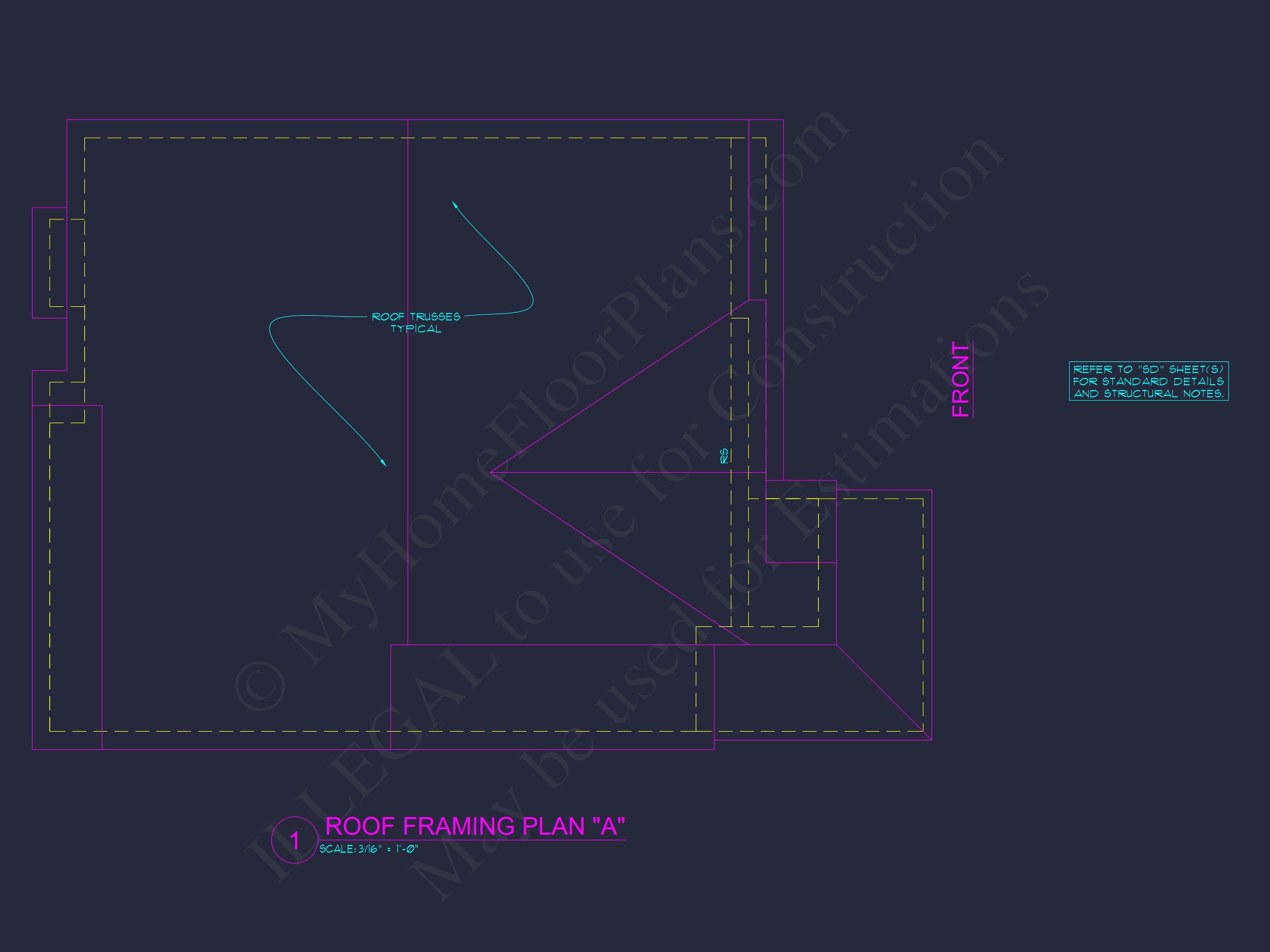 Traditional house Plan with 4 Bedrooms and CAD Blueprints