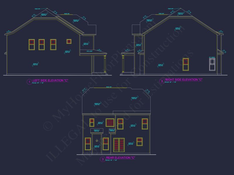 Traditional house Plan with 4 Bedrooms and CAD Blueprints