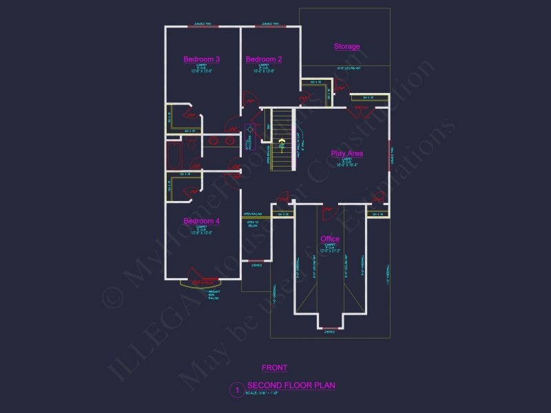 Traditional house Plan with 4 Beds, 2.5 Baths, and CAD Designs