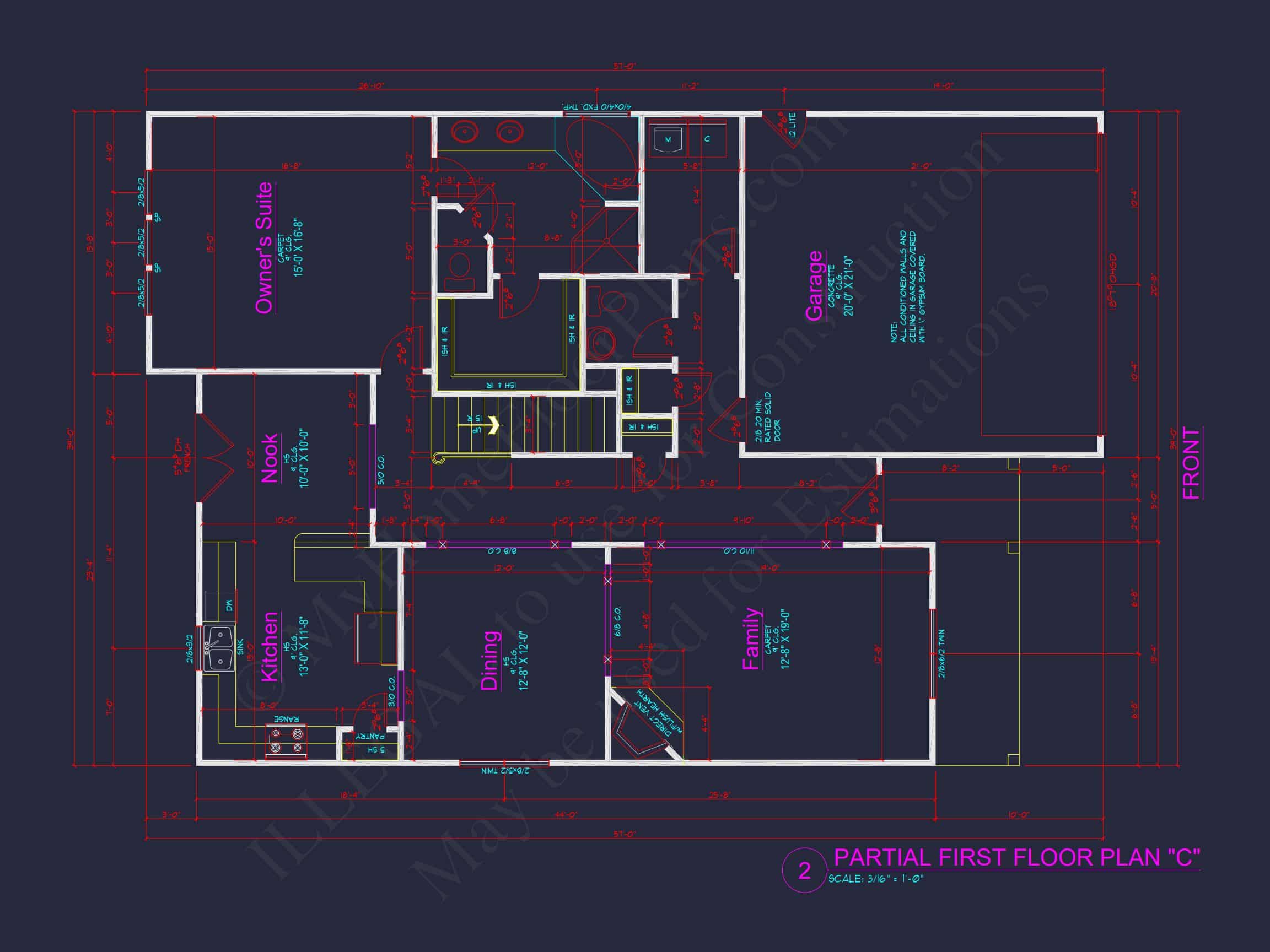 Traditional house Plan with 4 Beds,2.5 Baths,and CAD Designs