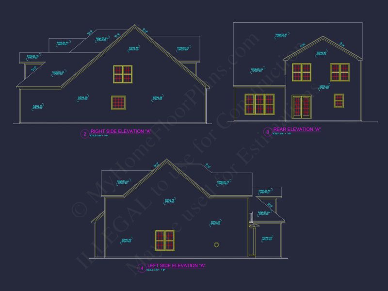 Traditional house Plan with 4 Beds, 2.5 Baths, and CAD Designs