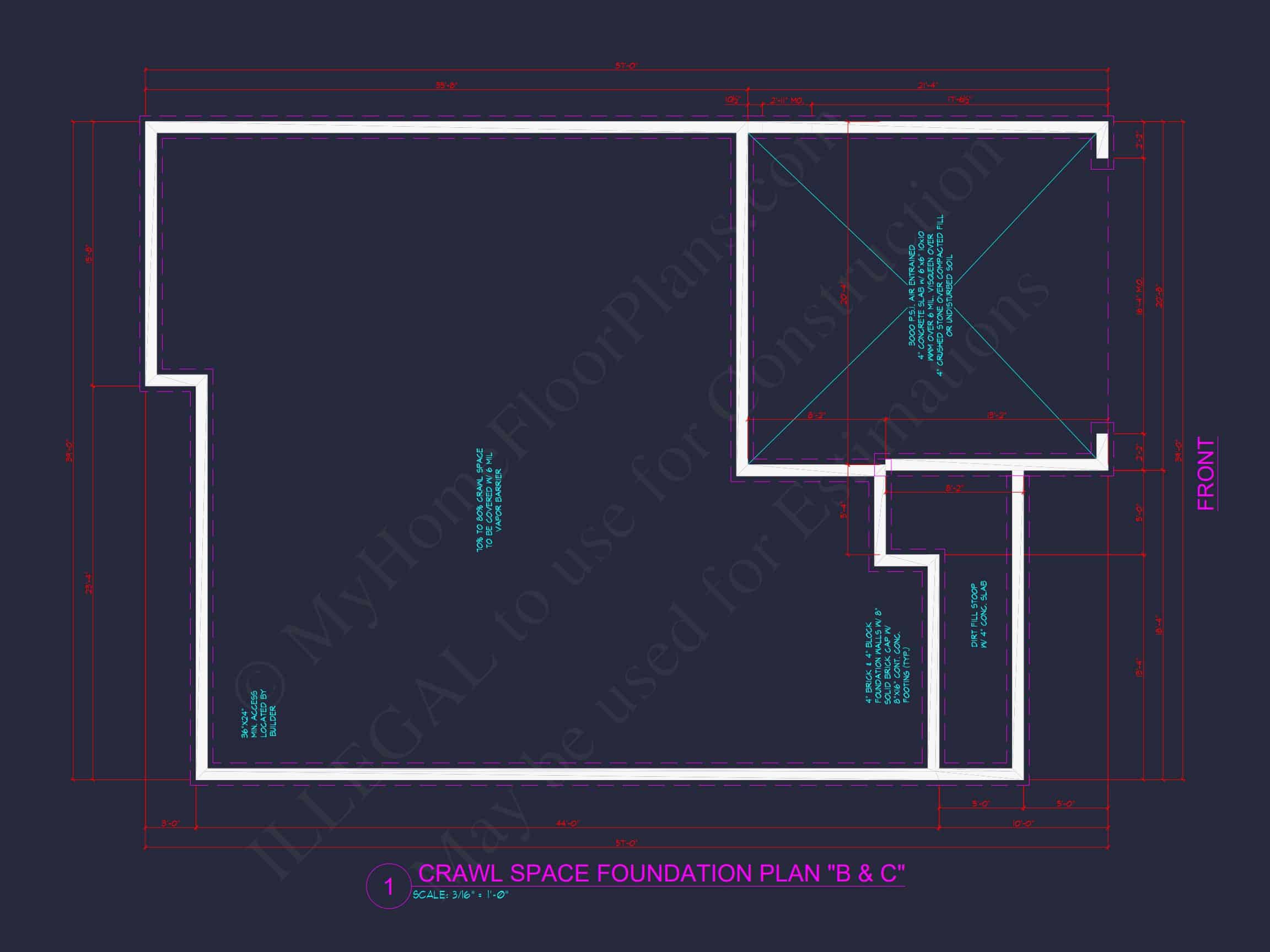 Traditional house Plan with 4 Beds,2.5 Baths,and CAD Designs