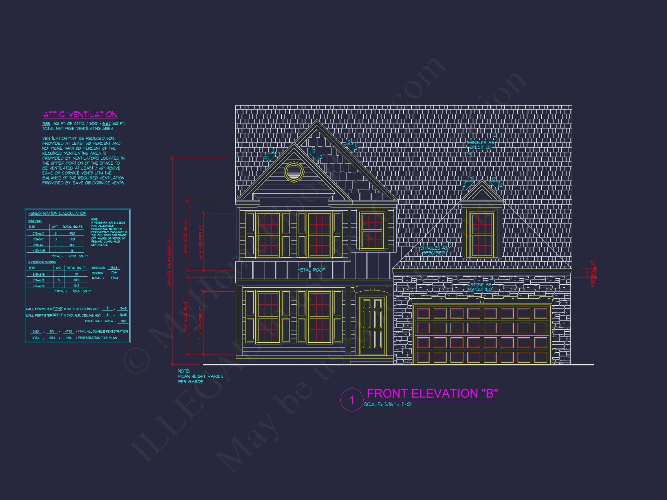 Traditional house Plan with 4 Beds,2.5 Baths,and CAD Designs