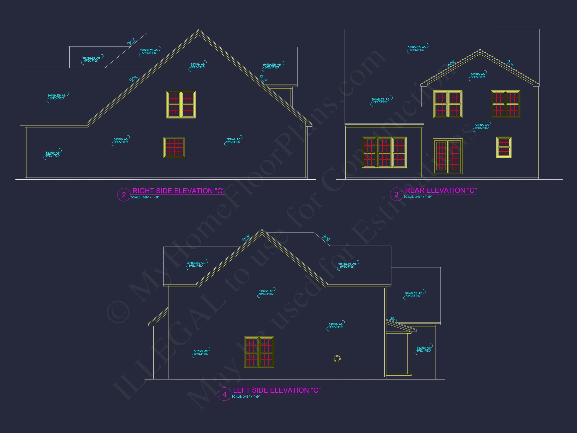 Traditional house Plan with 4 Beds,2.5 Baths,and CAD Designs