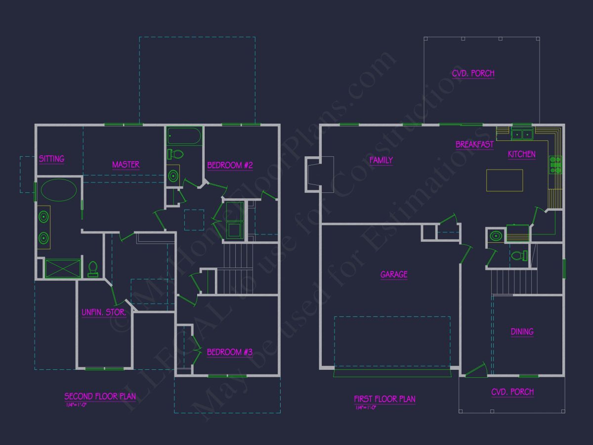 Traditional house Plan with CAD Blueprints and Open Floor Plan