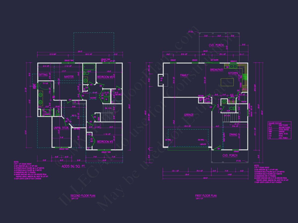 Traditional house Plan with CAD Blueprints and Open Floor Plan