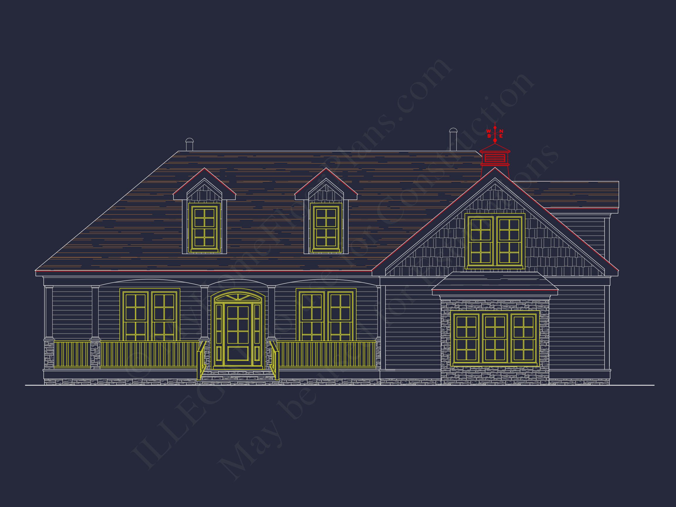 Traditional house Plan with 1 Story,CAD Designs & Floor Blueprint