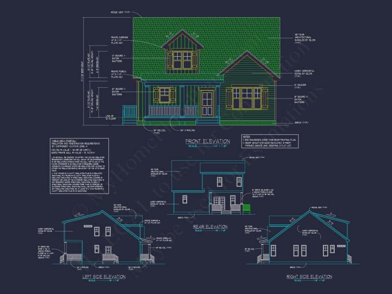 Traditional house Plan with 2 Stories - Blueprint and CAD Design