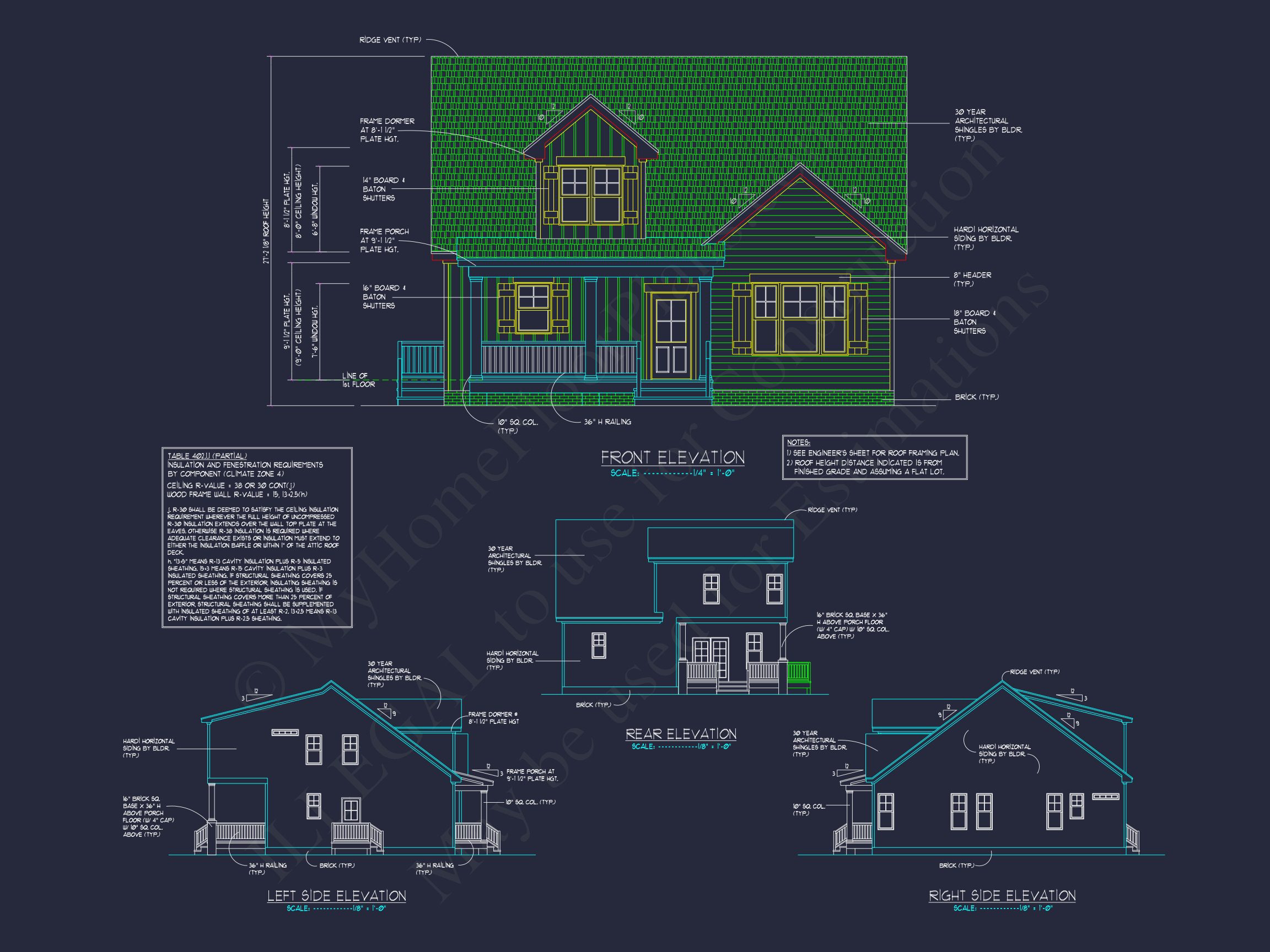 Traditional house Plan with 2 Stories - Blueprint and CAD Design