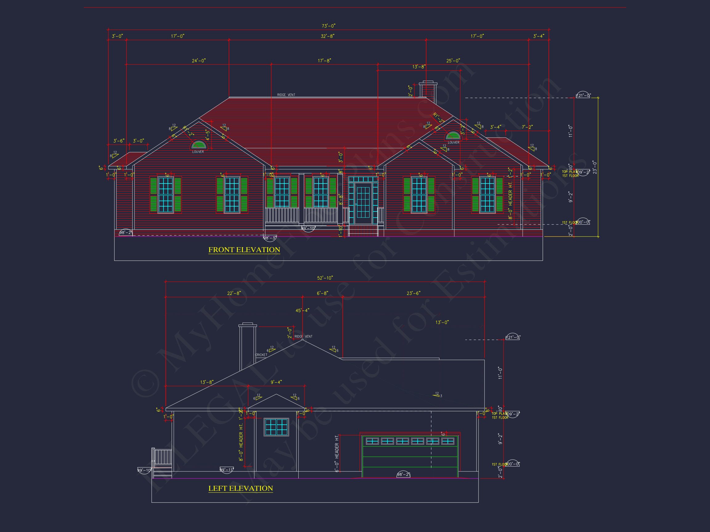 Traditional Ranch house Plan - 2539 Sq Ft - 4 Bed,3 Bath - Blueprint & CAD Designs