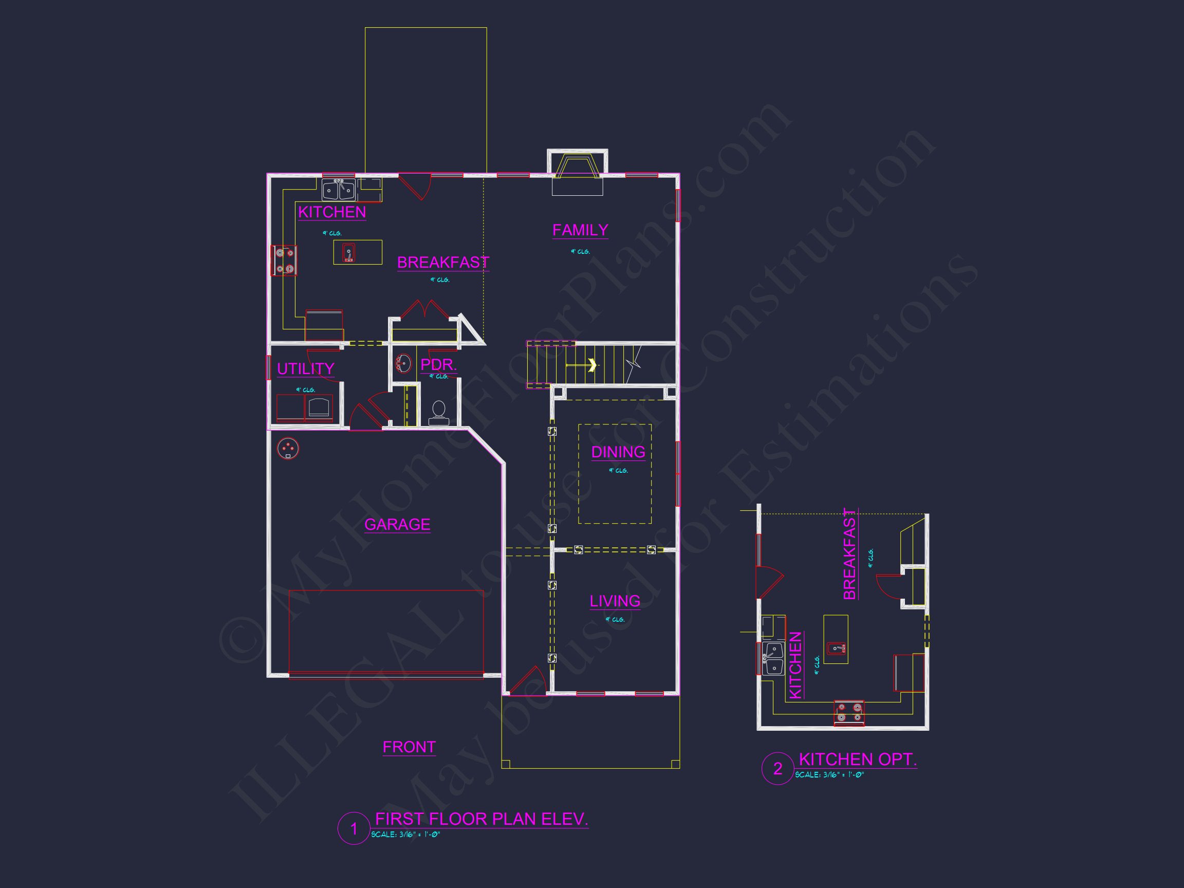 Two-Story house Plan with 4 Bedrooms,2.5 Baths,and Open Floor Plan