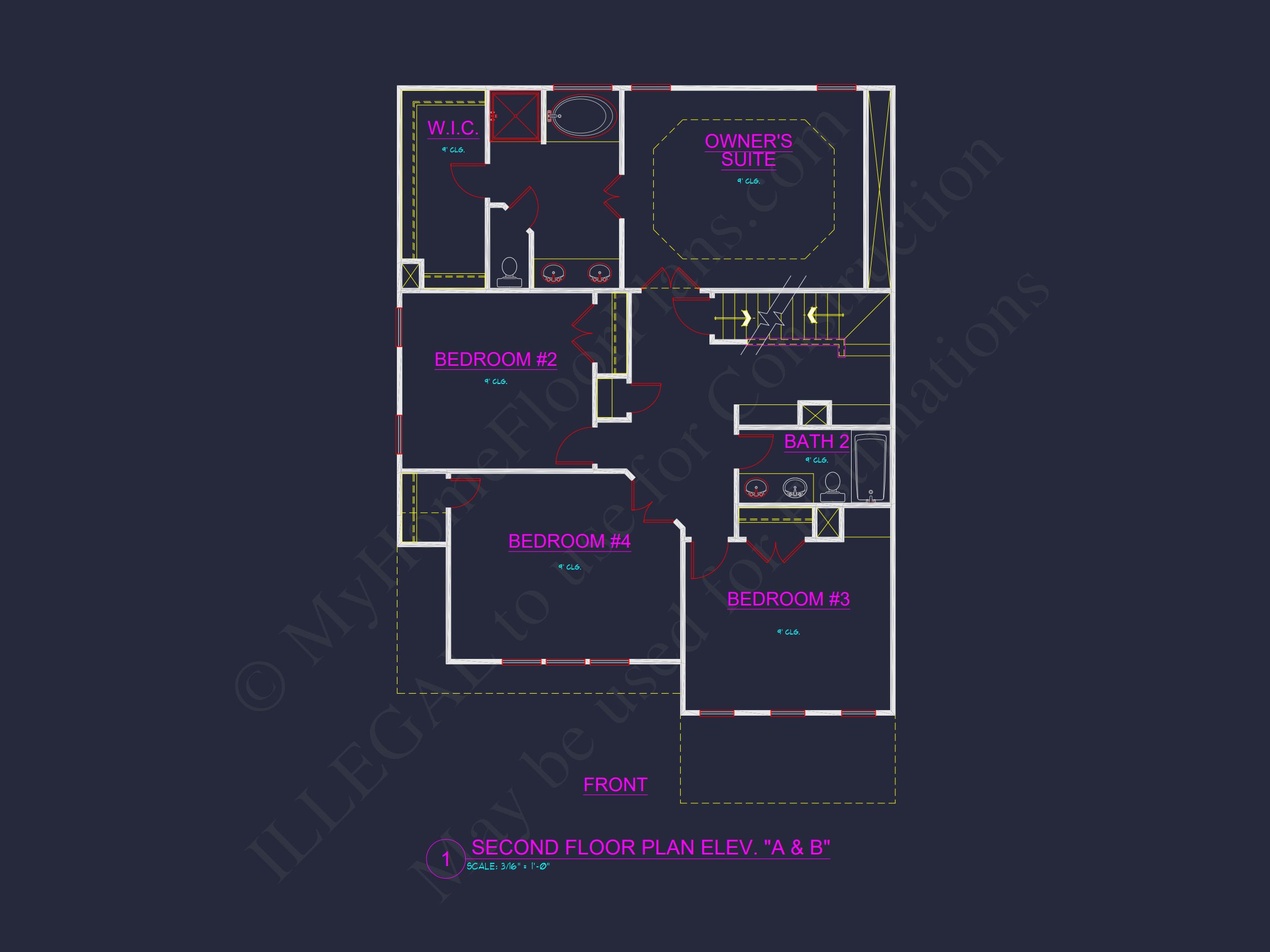 Two-Story house Plan with 4 Bedrooms,2.5 Baths,and Open Floor Plan