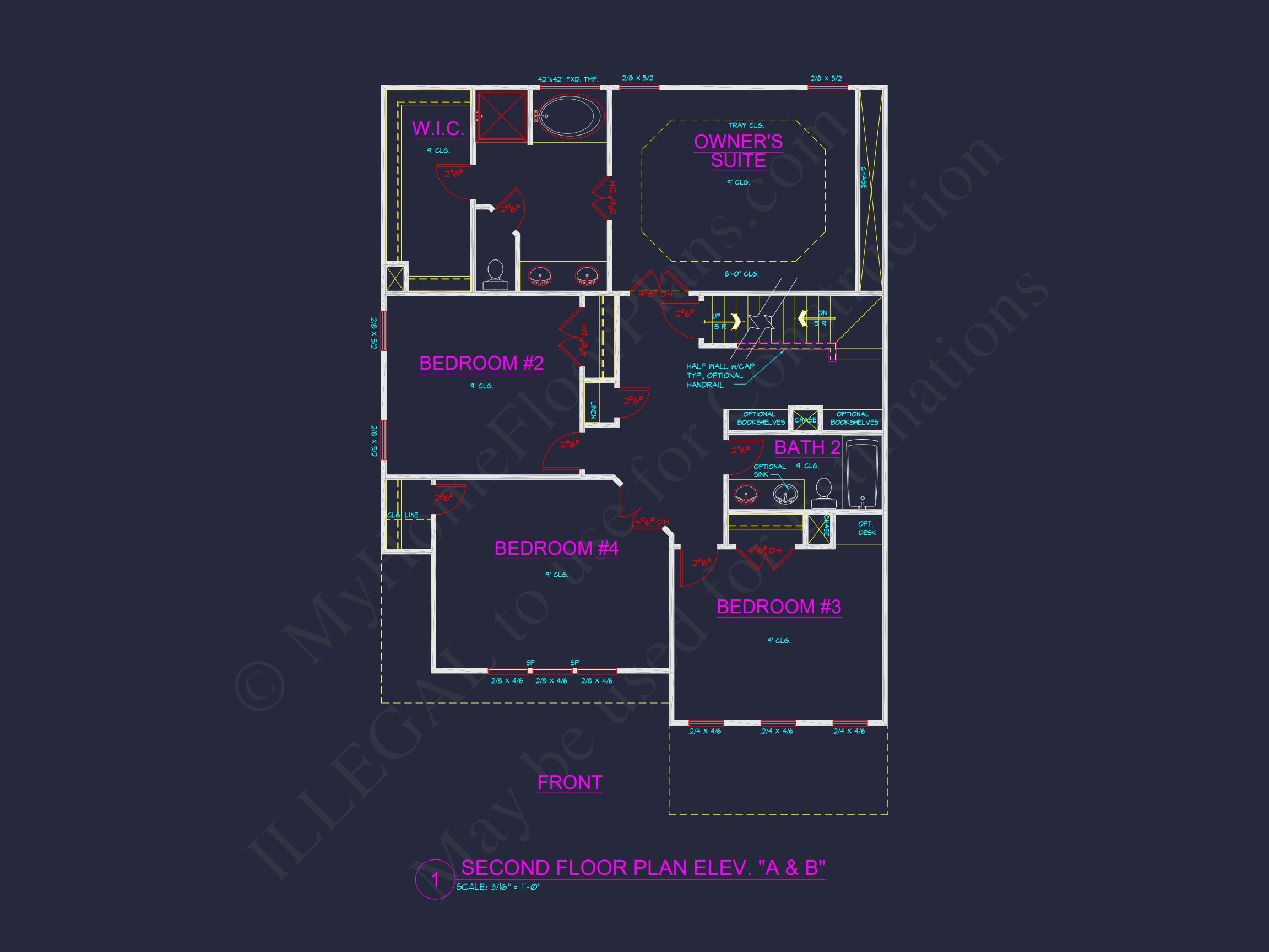 Two-Story house Plan with 4 Bedrooms,2.5 Baths,and Open Floor Plan