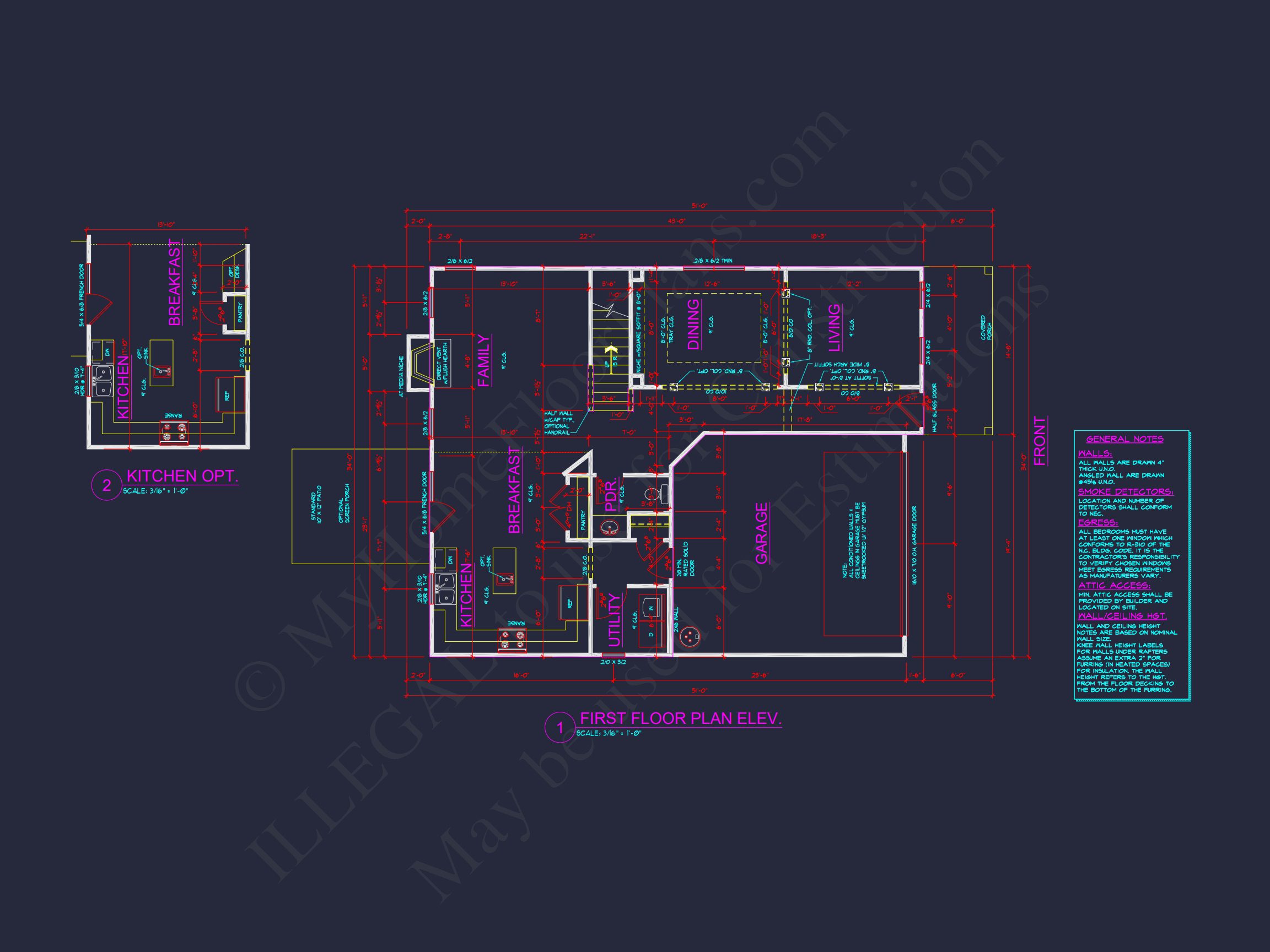 Two-Story house Plan with 4 Bedrooms,2.5 Baths,and Open Floor Plan