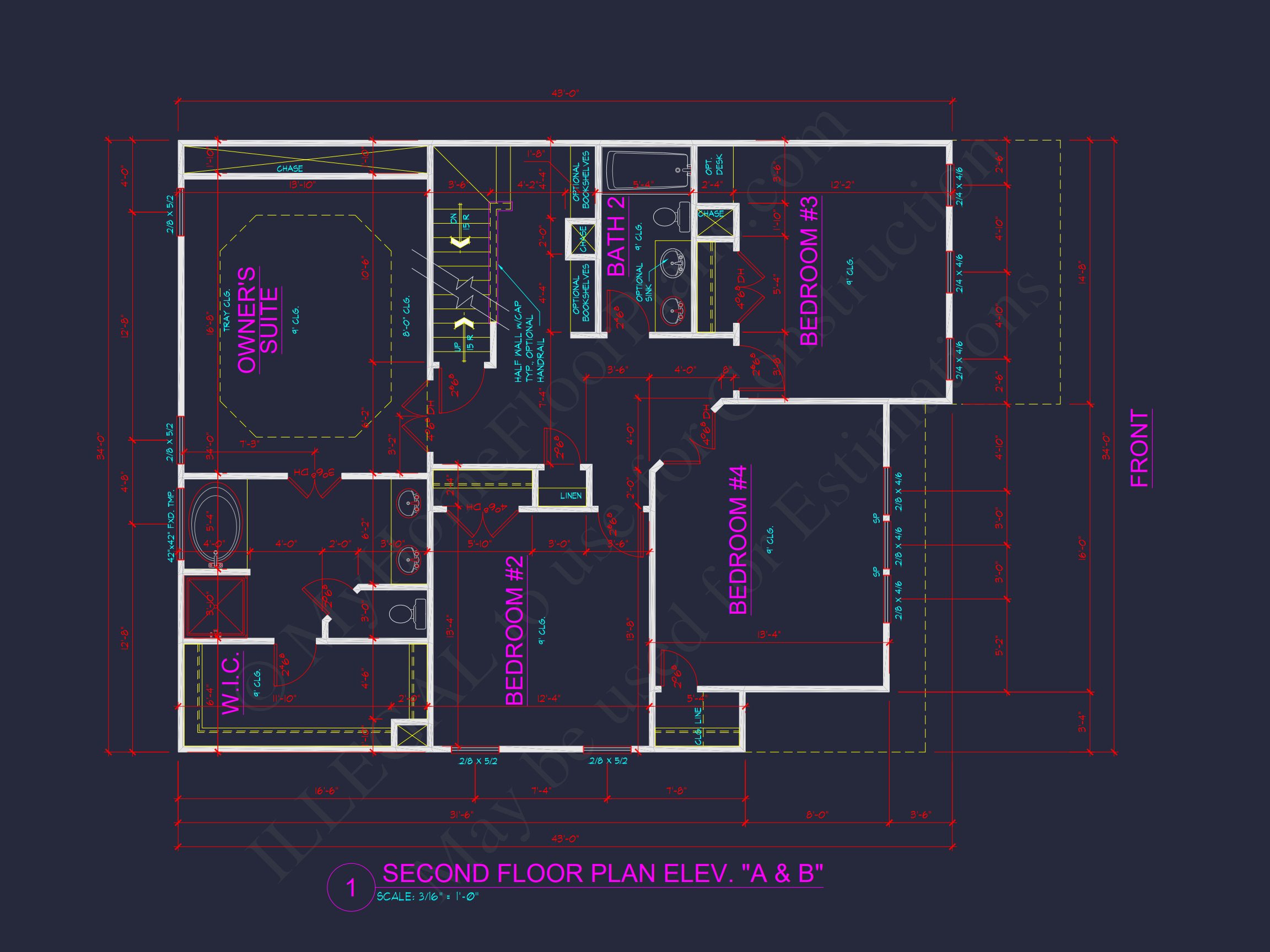 Two-Story house Plan with 4 Bedrooms,2.5 Baths,and Open Floor Plan