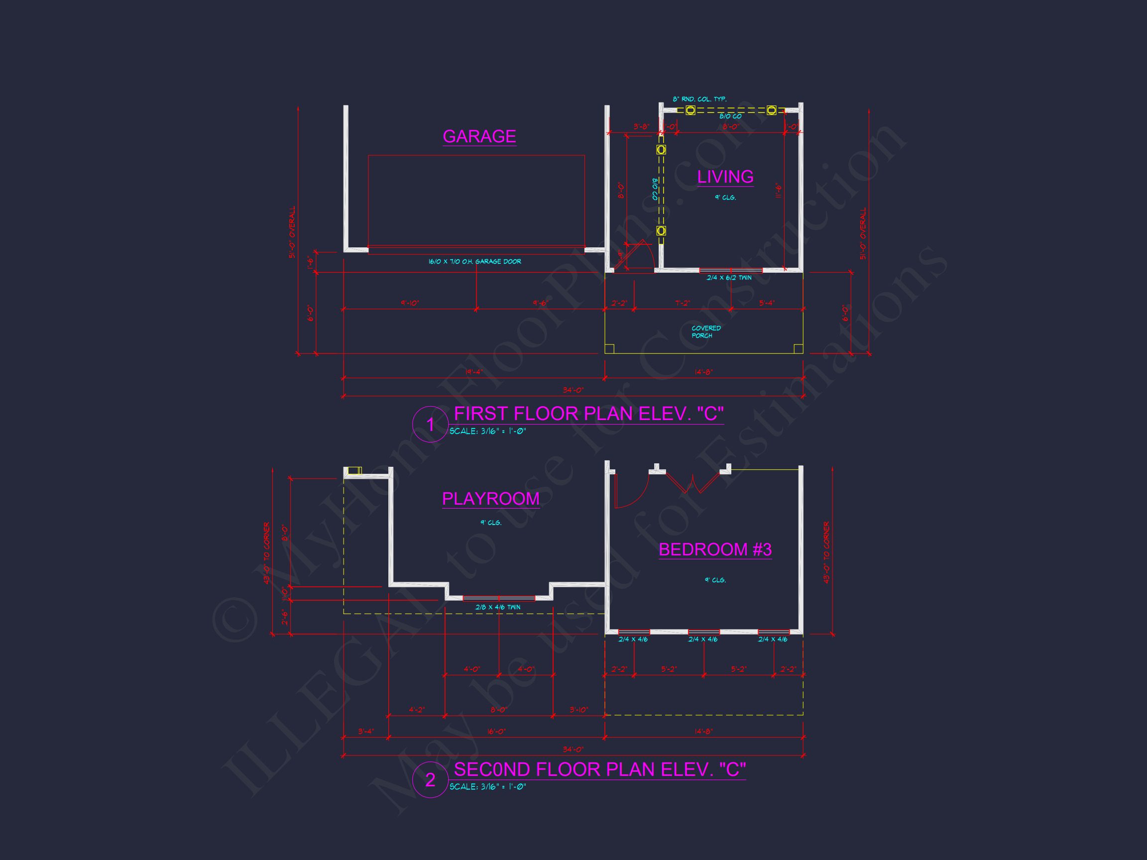 Two-Story house Plan with 4 Bedrooms,2.5 Baths,and Open Floor Plan