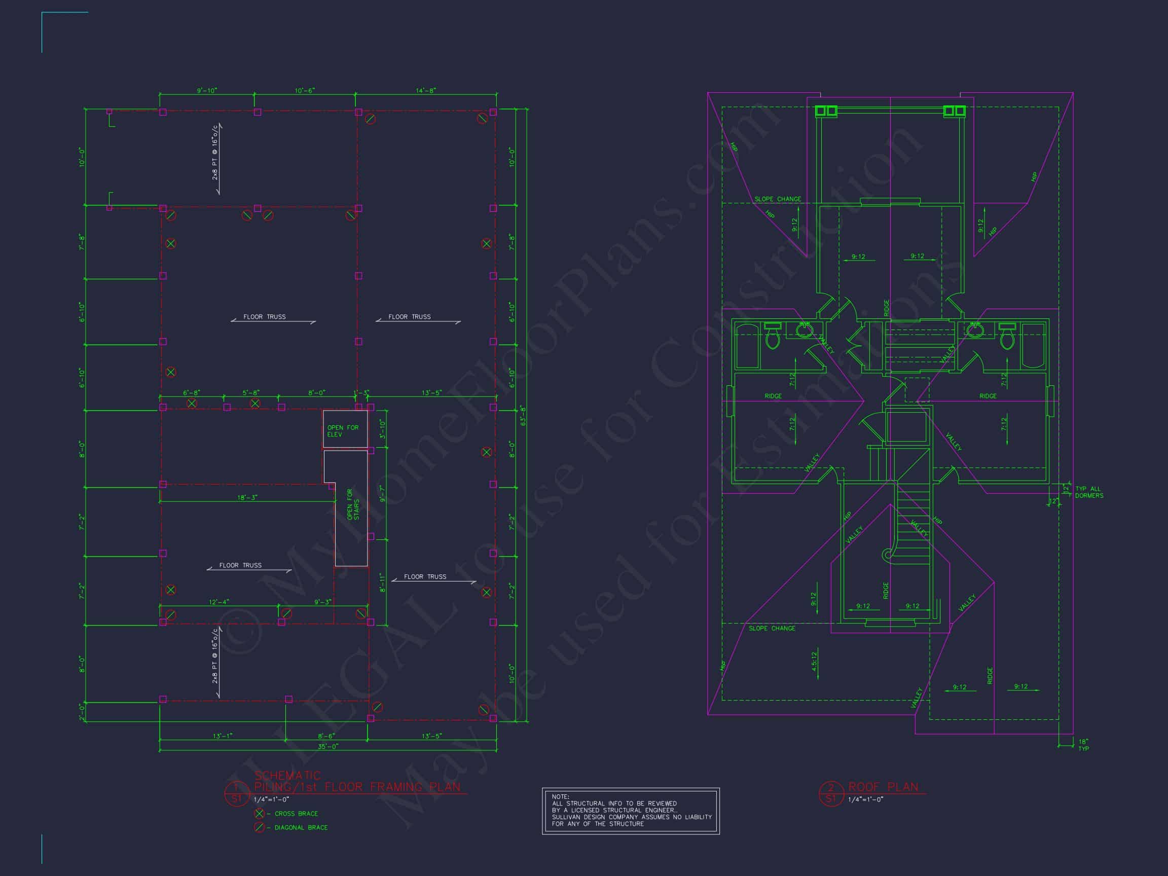 Warm Beach Coastal house Plan with Complete Architectural Designs