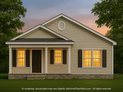 1130 Sq. Ft. House Plan with Open Floor Blueprint CAD Designs