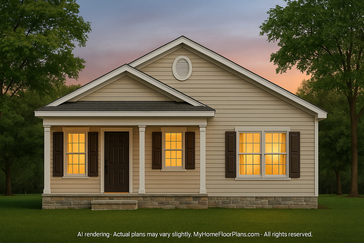 1130 Sq. Ft. House Plan with Open Floor Blueprint CAD Designs