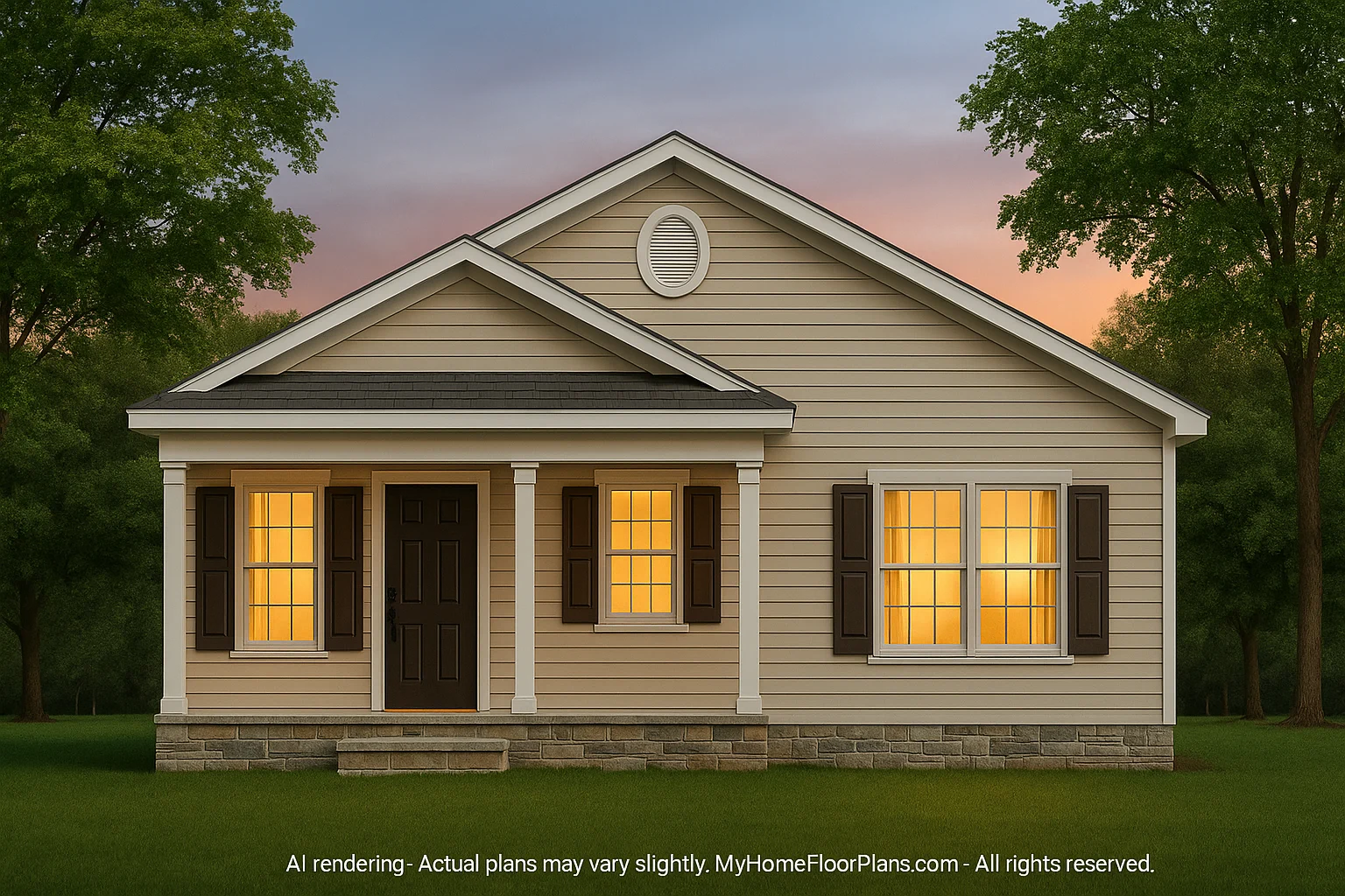 1130 Sq. Ft. House Plan with Open Floor Blueprint CAD Designs