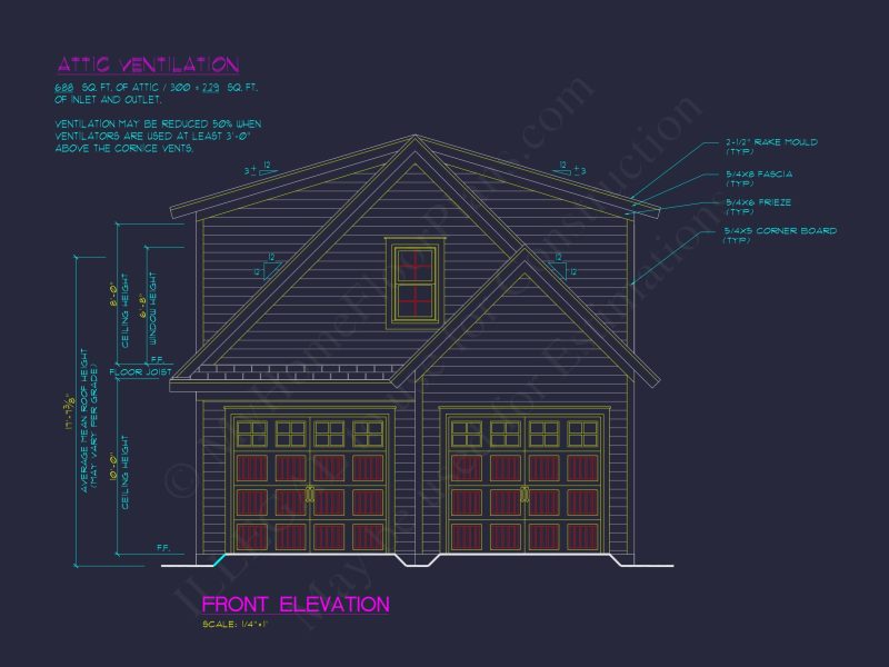 2-Car Garage House Plan with Living Space and CAD Blueprints