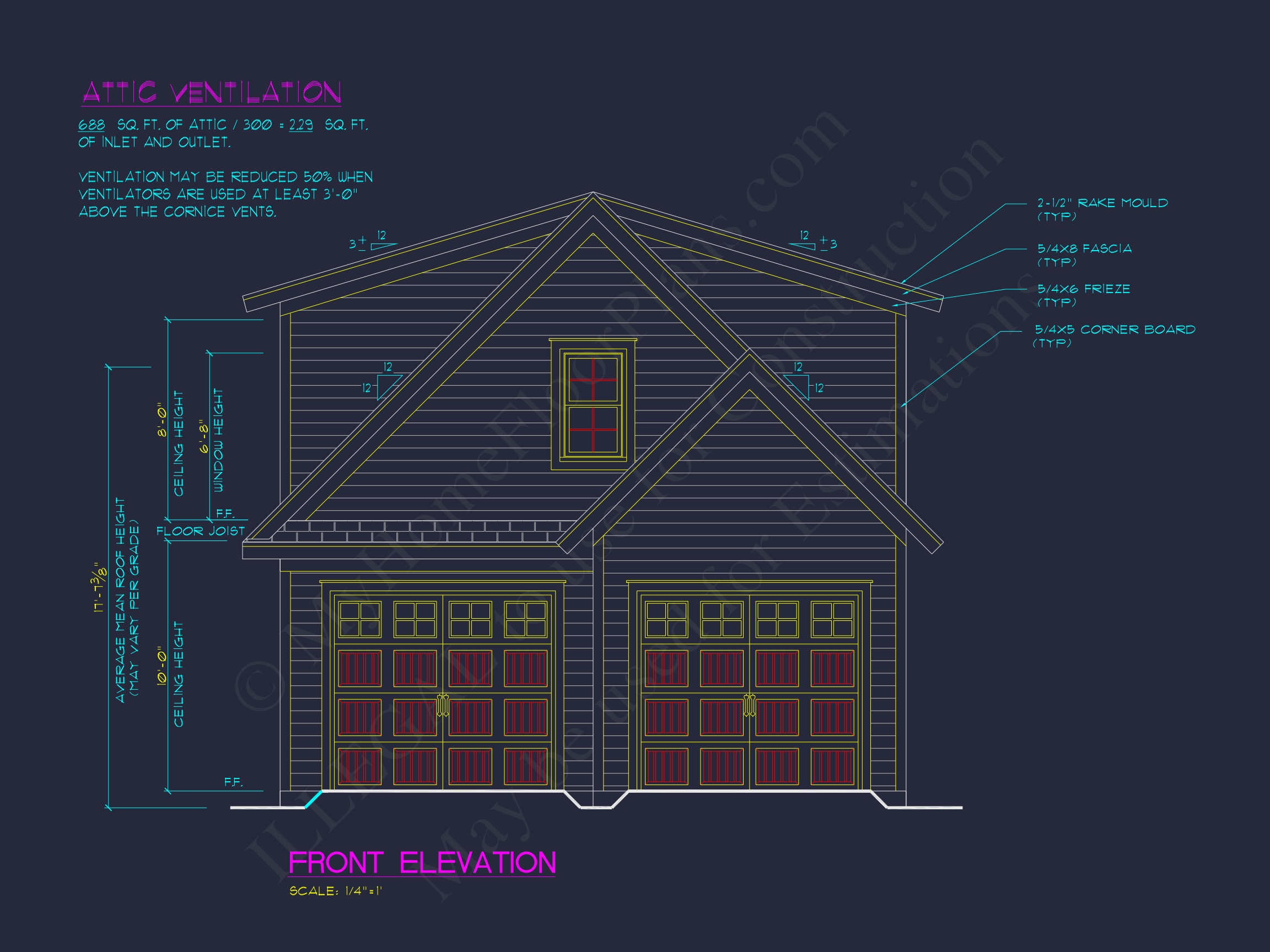 2-Car Garage House Plan with Living Space and CAD Blueprints