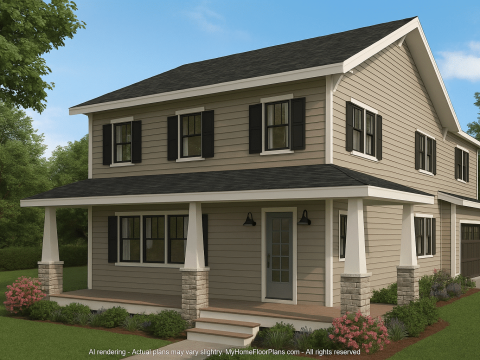 2-Story Craftsman House Plan with Bonus Room & CAD Blueprints