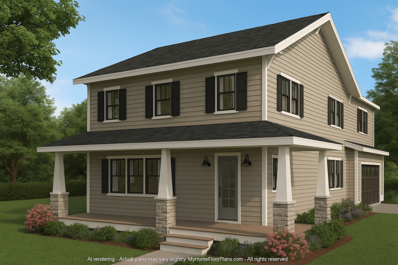 2-Story Craftsman House Plan with Bonus Room & CAD Blueprints