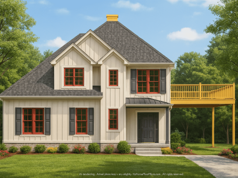 2-Story Modern House Plan with Carport & Open Floor Layout