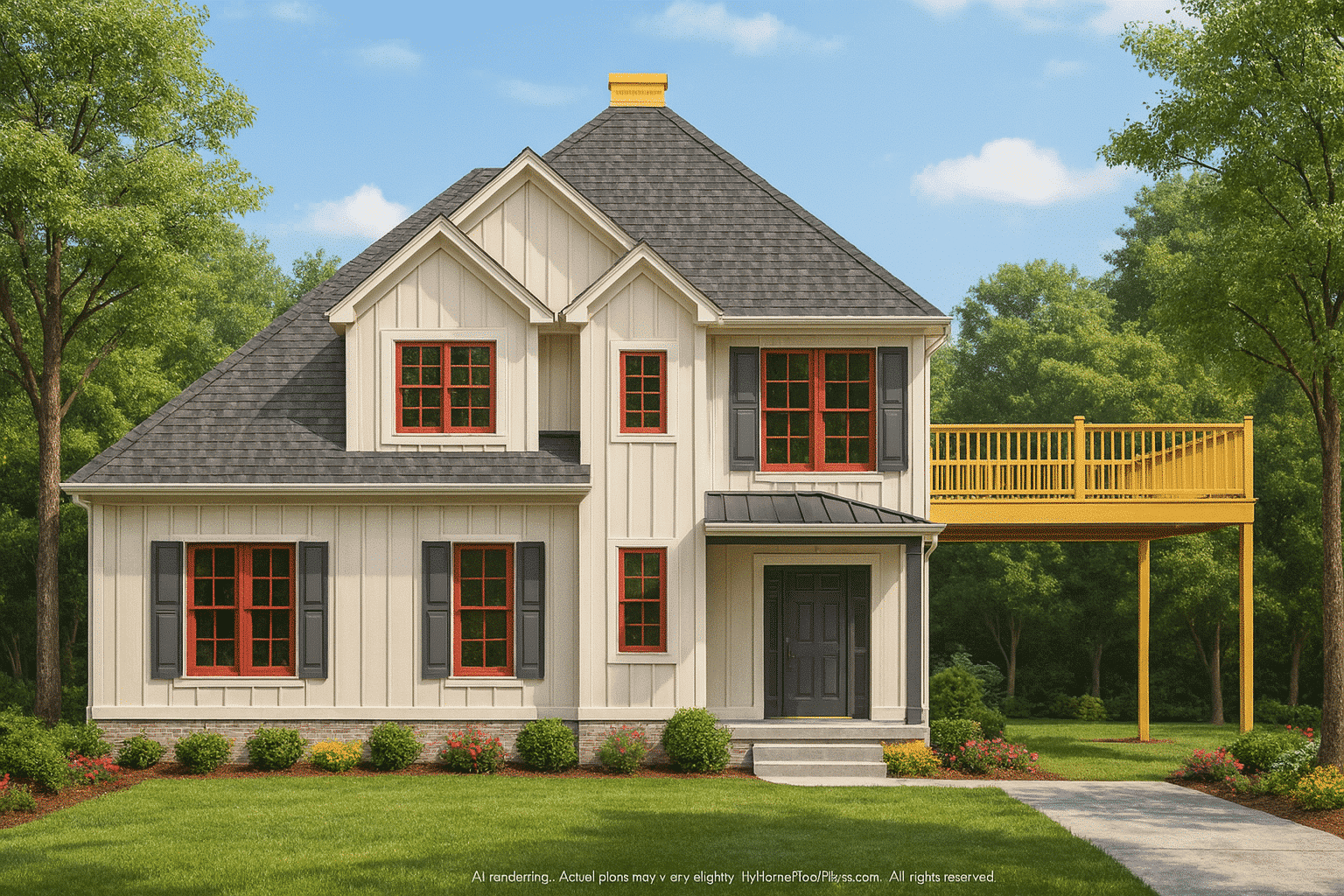 2-Story Modern House Plan with Carport & Open Floor Layout