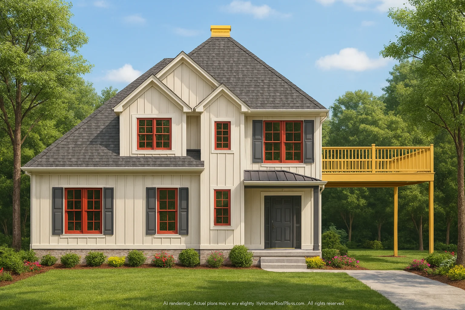 2-Story Modern House Plan with Carport & Open Floor Layout