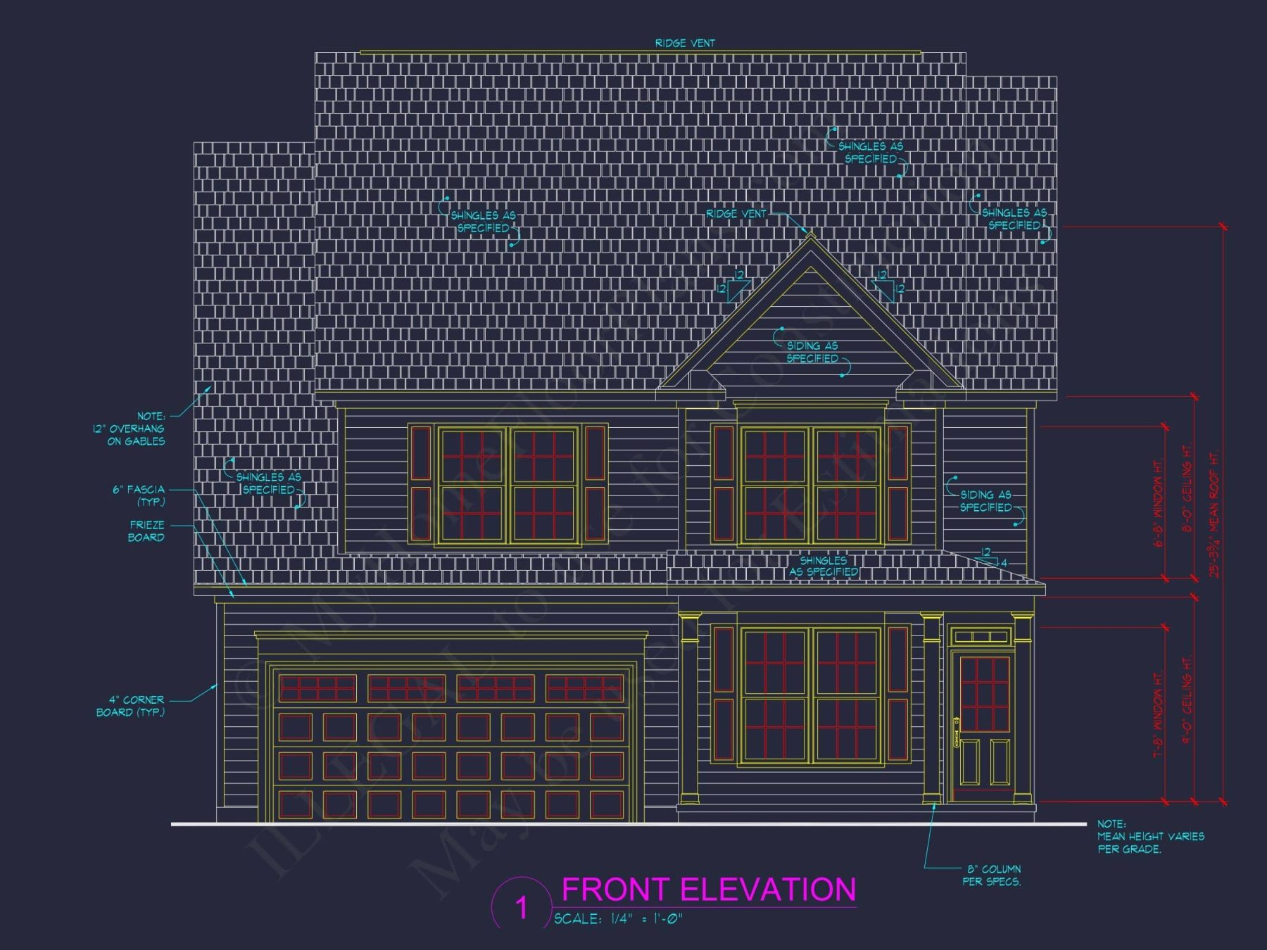 2575 SF Traditional 2-Story House Plan with Office, Vaulted Ceilings & Attached Garage