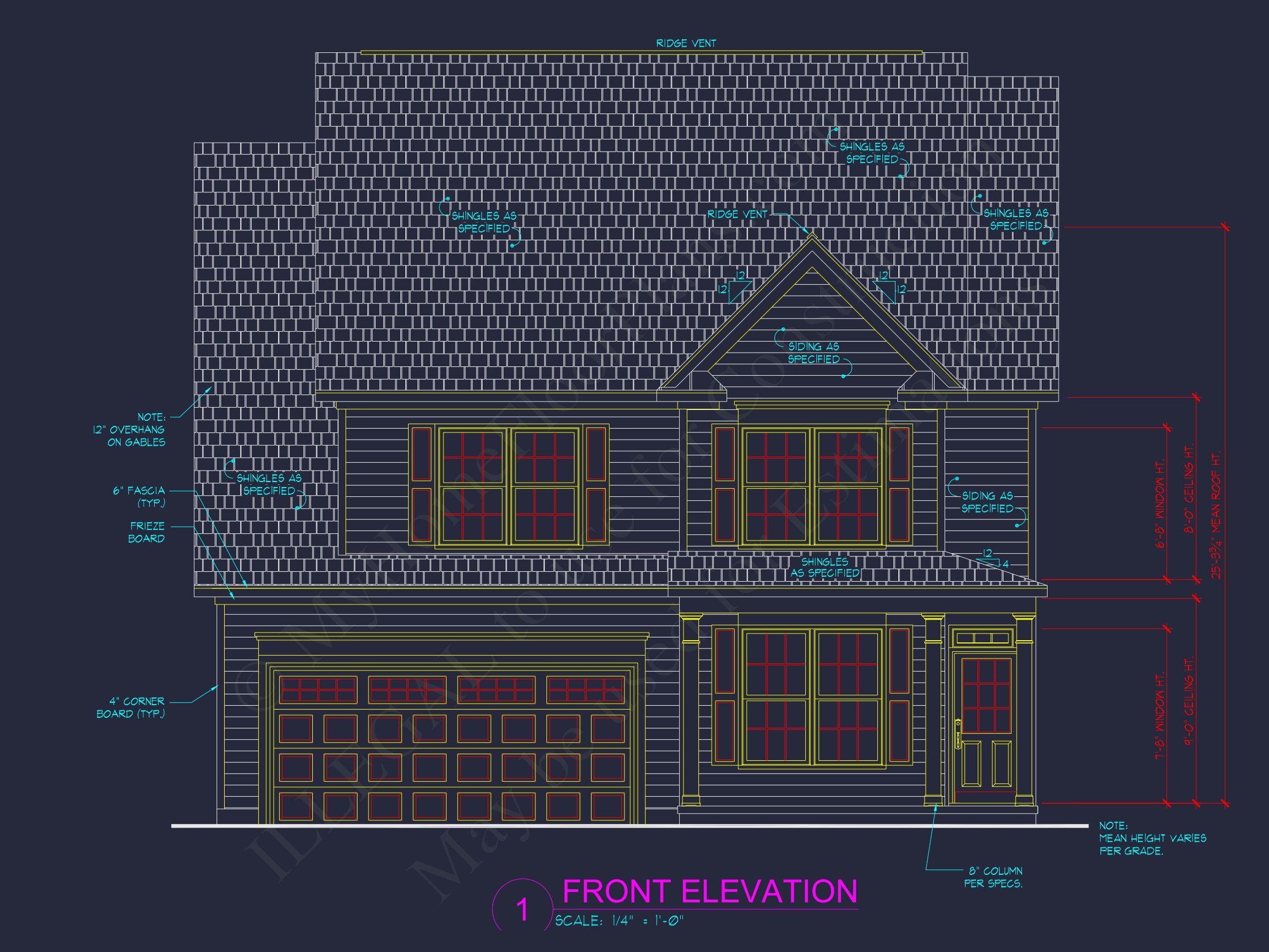 2575 SF Traditional 2-Story House Plan with Office, Vaulted Ceilings & Attached Garage