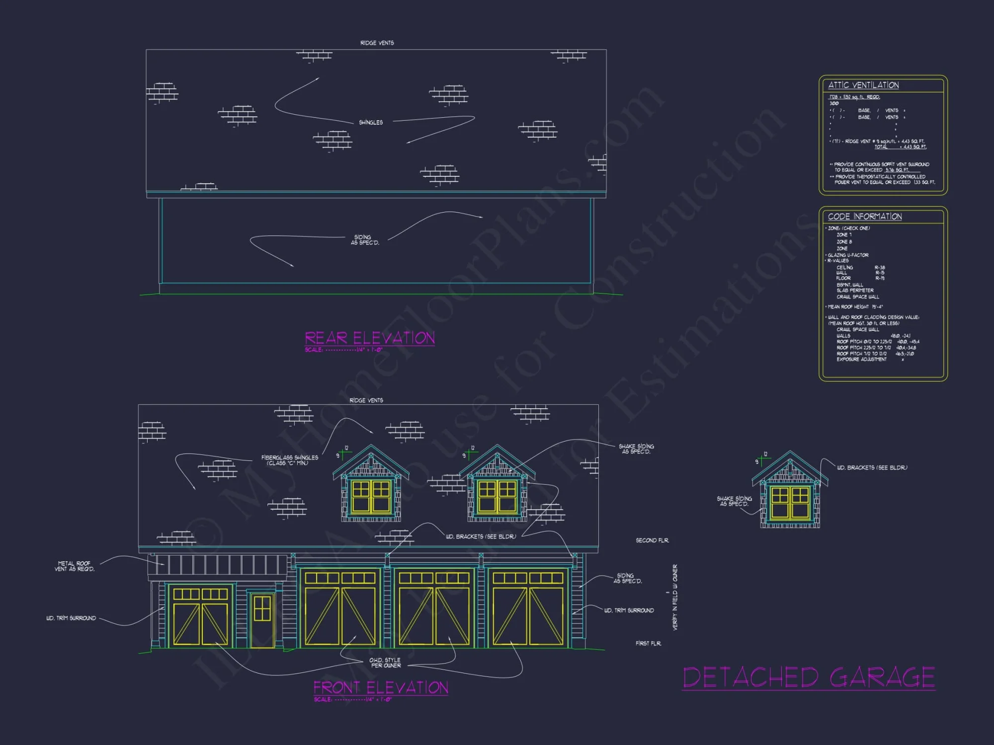3-Car Garage CAD Home Plans with Living Space & Unique Design