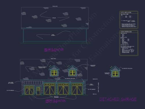 3-Car Garage CAD Home Plans with Living Space & Unique Design