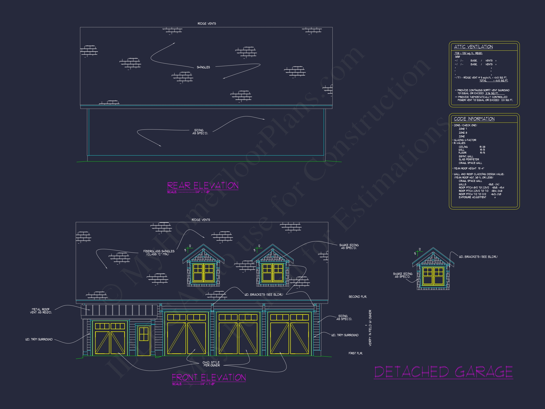 3-Car Garage CAD Home Plans with Living Space & Unique Design