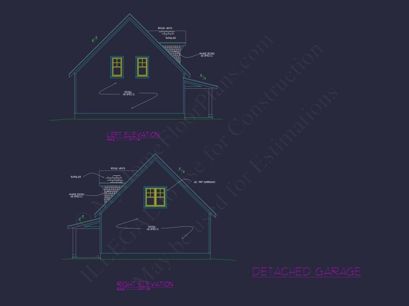 3-Car Garage CAD Home Plans with Living Space & Unique Design