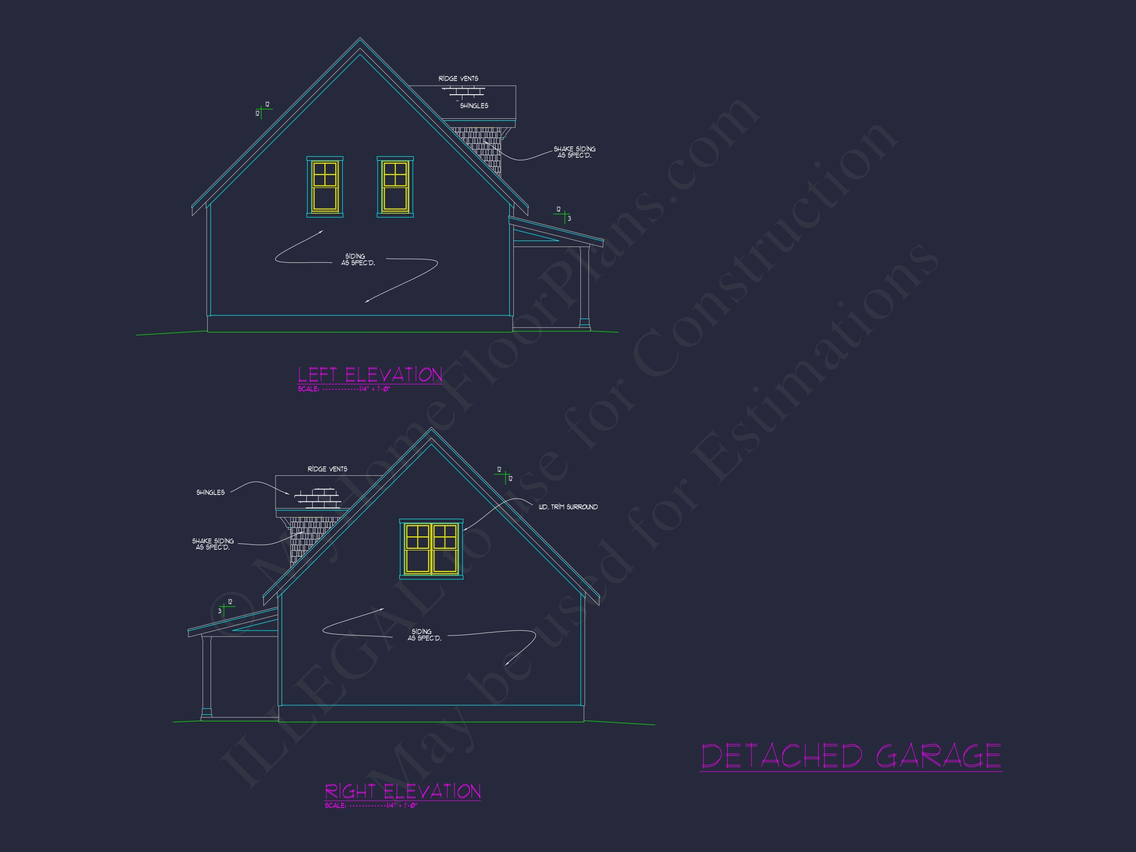 3-Car Garage CAD Home Plans with Living Space & Unique Design